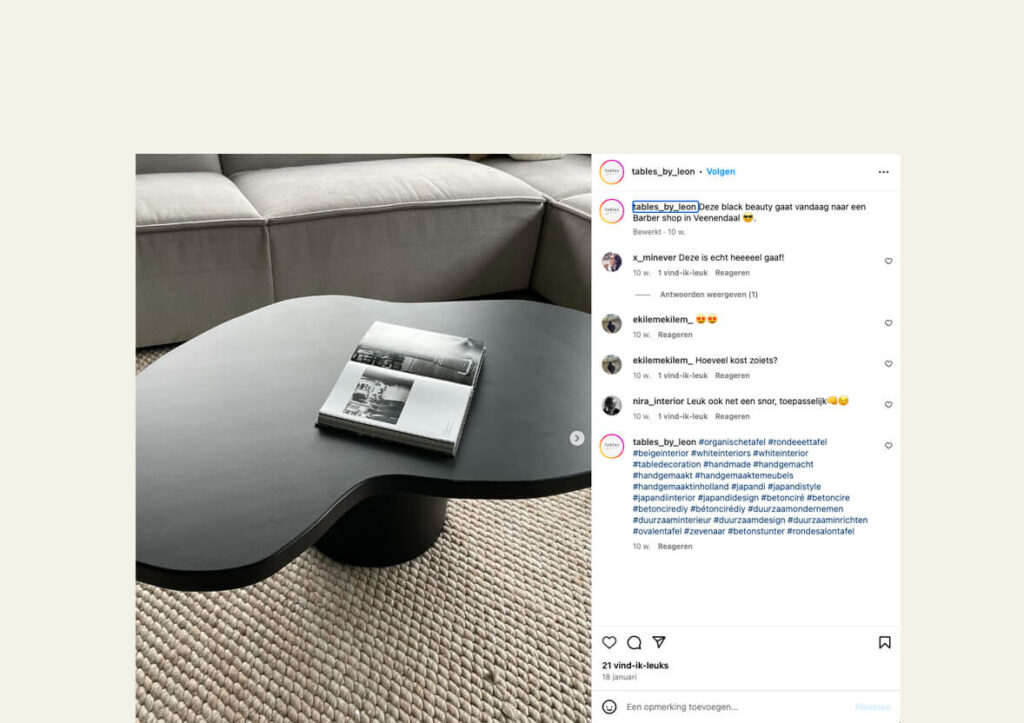 Instagram voor Tables by Leon