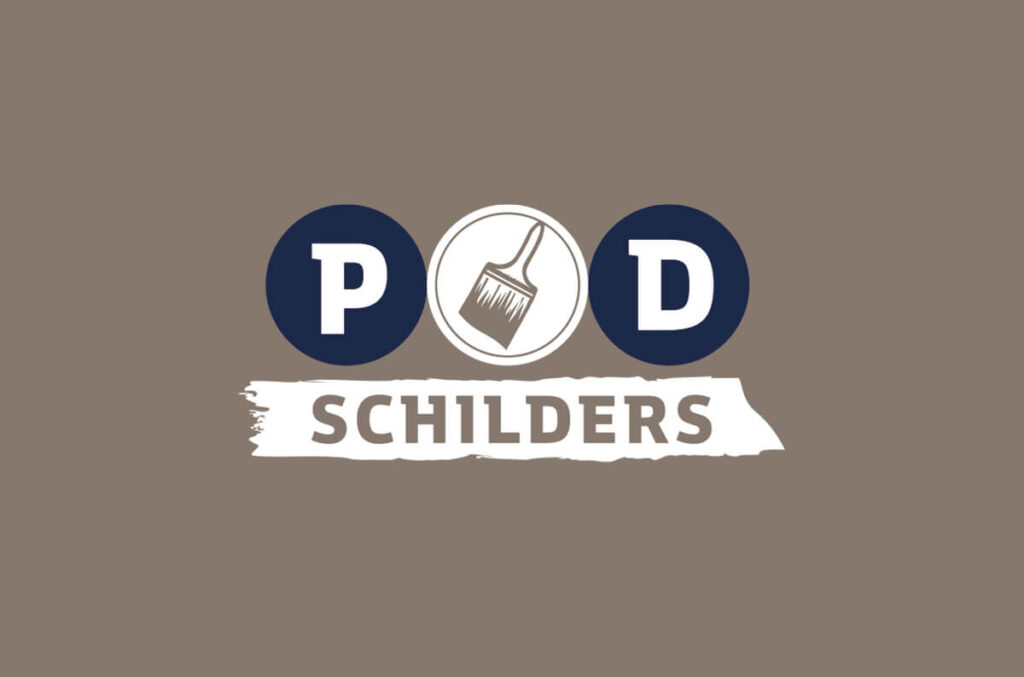 Logo PD Schilders achtergrond bruin